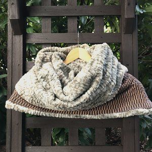 Fantasycore Faux Fur Yellow and Black Long Honeycomb Reversible Neck Warmer